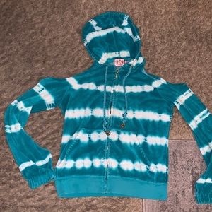 Juicy Couture cut shoulder track top in a tye dye